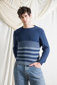 Recycelter Pullover aus Denim-Baumwolle Marlon - Rifò - Circular Fashion Made in Italy