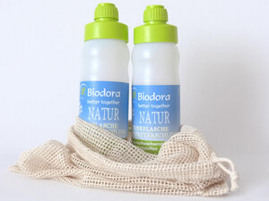 Natur Trinkflaschen Set mit Einkaufsnetz - Biodora