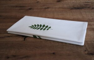 Tischdecke "Pflanzenblatt" handbedruckt - luscinia