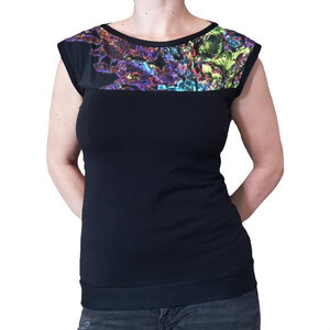 Bio Jersey Shirt mit U-Boot Ausschnitt schwarz neon - liebewicht