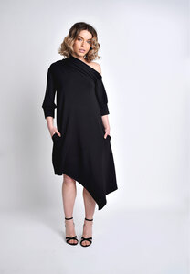 Kurzes Kleid, Midikleid schwarz asymmetrisch - SinWeaver atternative fashion