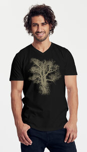 Bio-Herren-T-Shirt V-Neck Chestnut - Peaces.bio - handbedruckte Biomode
