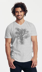 Bio-Herren-T-Shirt V-Neck Chestnut - Peaces.bio - handbedruckte Biomode