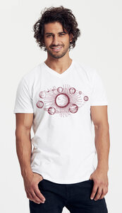 Bio-Herren-T-Shirt V-Neck Sonnensystem - Peaces.bio - handbedruckte Biomode