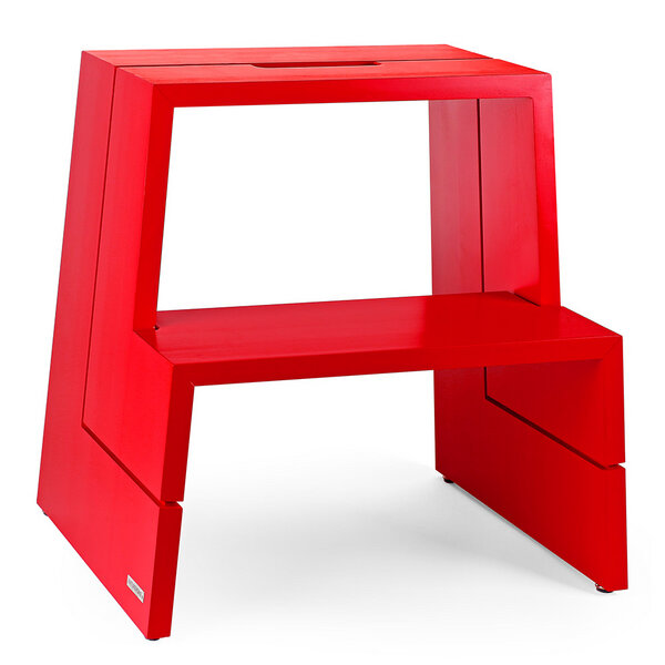 Trithocker Design NATUREHOME - Design Holz-Tritthocker aus massivem Buchenholz, rot, mit ...
