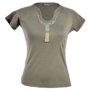 Damen Top aus Baumwoll Ripp Stoff mit Stick/Perlenmuster Shela Design - Africulture