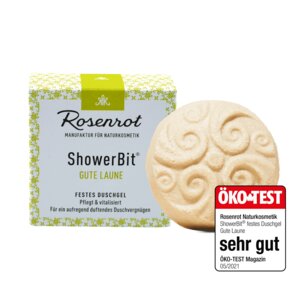 ShowerBit - festes Duschgel Gute Laune - 60g - ÖKO TEST - sehr gut - 05/2021 - Rosenrot Naturkosmetik