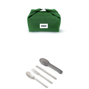 Lunchset - Lunchbag aus recycelten PET-Flaschen & Besteck-Set mit Etui - Black + Blum