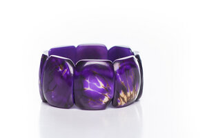 Tagua Armreifen Armband mit Hautstruktur lila - Bea Mely