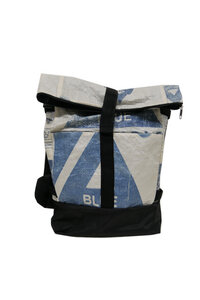 Umhängetasche | recycelt aus Zementsäcken | 2 in 1 Rolltasche und Rucksack in Größe L - Nyuzi Blackwhite