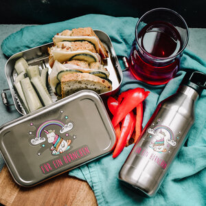 Edelstahl SET Lunchbox & Trinkflasche Hörnchen - tindobo
