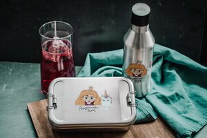 Edelstahl SET Lunchbox & Trinkflasche Prinzessin (Blond) - tindobo