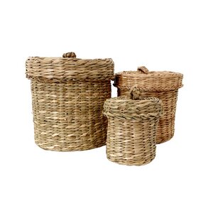 Seegraskorb Set rund mit Deckel - bambusliebe