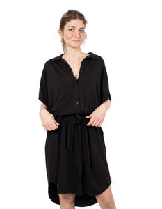 Damen Kleid aus Bio-Baumwolle und Leinen "Antonella" schwarz - CORA happywear