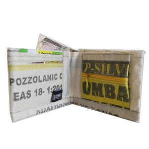 Portmonnaie | Geldbörse recycelt aus Zementsäcken für Damen und Herren - Nyuzi Blackwhite