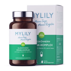Alleskönnerin - Vegan Komplex - 90 Kapseln nur 1/Tag - vegan, hochdosiert, pflanzlich - MYLILY - Organic Femcare