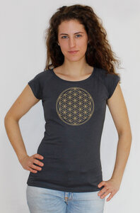 Bio-Bambus-Viskose Shirt "Die Blume des Lebens" - Peaces.bio - handbedruckte Biomode