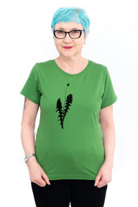 Fair-Trade-Frauenshirt "Löwenzahn" - Made in Kenia - grasgrün - Hirschkind