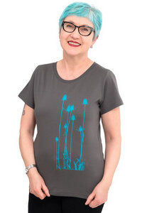 Fair-Trade-Frauenshirt "Distel" - Made in Kenia - dunkelgrau - Hirschkind