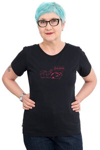 Fair-Trade-Frauenshirt "Punk-Rock" - Made in Kenia - schwarz - Hirschkind