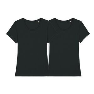 Damen basic T-Shirt aus Bio-Baumwolle 2er Pack - schwarz/weiß - dressgoat