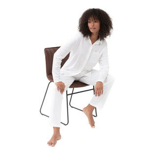 Damen Pyjama Shirt langarm Sleepsation Bio-Baumwolle weiß - Mey