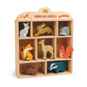Holztiere aus Gummibaumholz im Setzkasten verschiedene Sets - Tender Leaf Toys