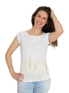 Bambus-T-Shirt mit Biobaumwolle Gräservielfalt - Peaces.bio - handbedruckte Biomode