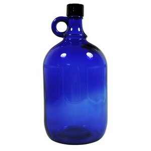 Große blaue Gallone 2 Liter Glasflasche / Wasserflasche mit Deckel - mikken