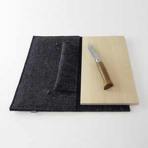 Brotzeit-Set Wollfilz-Tasche mit Edelholz-Schneidbrett und Messer - matilda k. manufaktur
