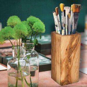 Holz-Box Utensilo Stiftebox Pinselhalter Besteckhalter Olivenholz - NATUREHOME