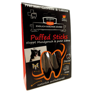 Puffed Sticks - natürliche Dentalsticks mit Hüttenkäse & Johannisbrot - qchefs