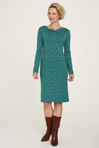 Jersey Kleid aus Bio-Baumwolle mit Print in Grün und Dunkelblau - TRANQUILLO