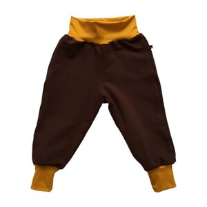 Kinder Sweatpants braun mit senfgelben Bündchen - bingabonga