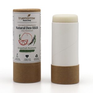 truemorrow festes Deodorant mit Grapefruit- Rosmarin Duft (ohne Aluminium) Naturkosmetik - in Papierhülse - truemorrow