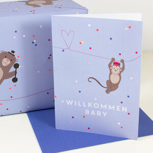 Grußkarte Willkommen Baby (Affe) - Bow & Hummingbird