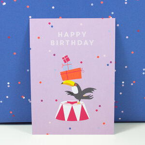 Postkarte Happy Birthday Toucan - Bow & Hummingbird