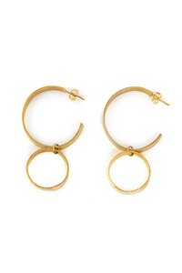Double Circle Earrings Brass - People Tree