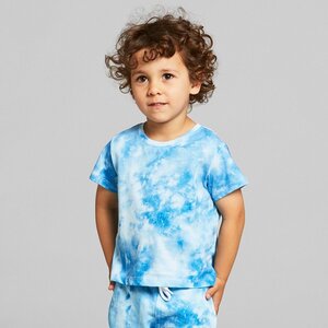 Kinder T-Shirt Lillehammer aus Biobaumwolle - Batik Blau Weiß - DEDICATED