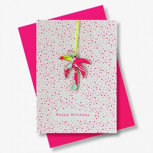 Briefkarte Happy Birthday Palme - Pink Stories