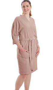 Damen Bademantel / Kimono 100% Bio-Baumwolle Knitterlook Made in Green Unisex - jilda-tex