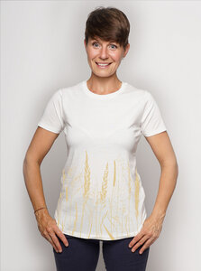 Ecovero®-Damen-T-Shirt Gräservielfalt - Peaces.bio - handbedruckte Biomode