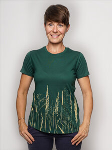 Ecovero®-Damen-T-Shirt Gräservielfalt - Peaces.bio - handbedruckte Biomode