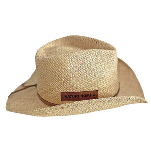 Herren Damen Panama-Hut "Cowboy" mit Lederband und Logo - NATUREHOME