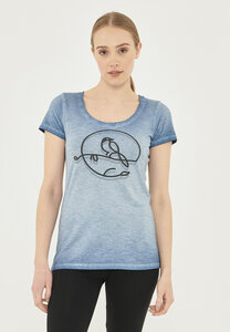 Garment Dyed T-Shirt aus Bio-Baumwolle mit Vogel-Print - ORGANICATION