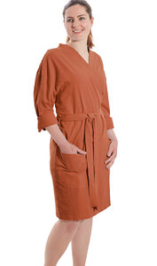 Damen Bademantel / Kimono 100% Bio-Baumwolle Knitterlook Made in Green Unisex - jilda-tex