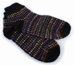 Kurze Socken aus reiner Schurwolle, schwarz/multicolor - El Puente