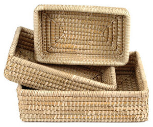 Korb Box in drei Größen, Kaisa-Gras - Eckig Naturmaterial, nachhaltige Handarbeit - GLOBO Fair Trade