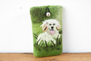 Schutzhülle für Smartphone aus Filz, Hund Max, 16x10cm - feelz