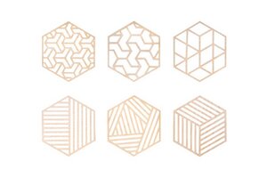 6St. Untersetzer aus Holz "Geometrie" / 2 verschiedene Farben - BeWooden